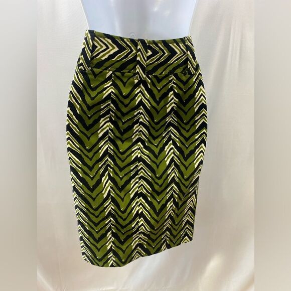 ETCETERA Chevron Print Olive Black Pencil Skirt - Picture 2 of 13